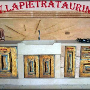 Cucina in muratura con rivestimento in pietra