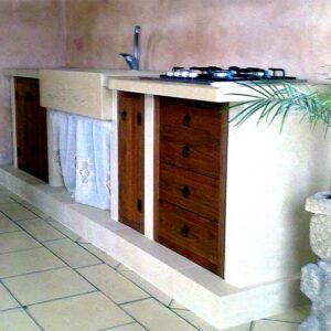 Cucina in muratura rustica in pietra fai da te