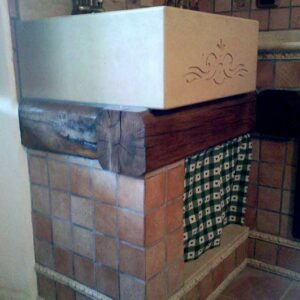 cucina in muratura con lavandino in pietra